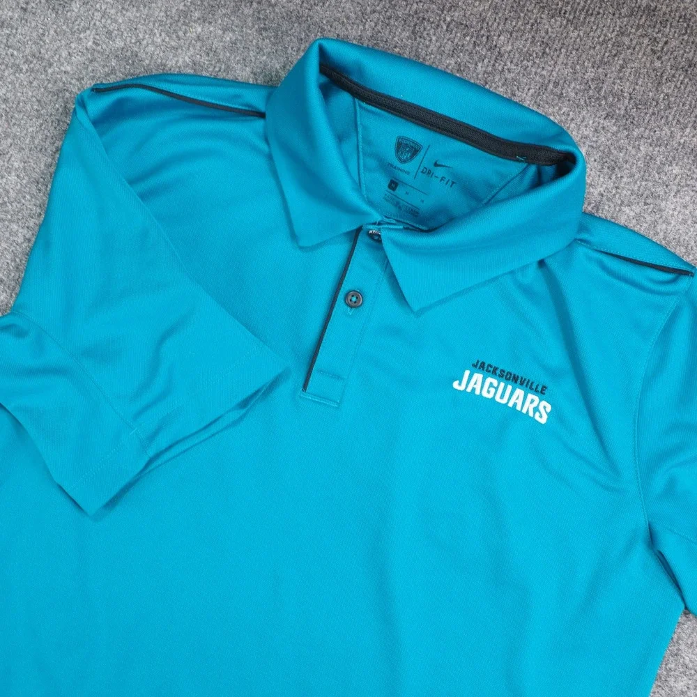 Jacksonville Jaguars Polo Mens Med Nike Dri-Fit Teal Solid NFL Football Training